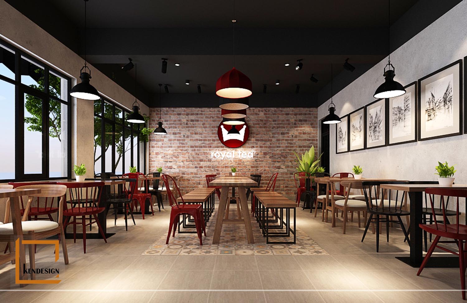 thiết kế quán trà sữa