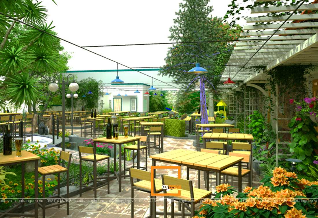 thiết kế nhà hàng sân vườn