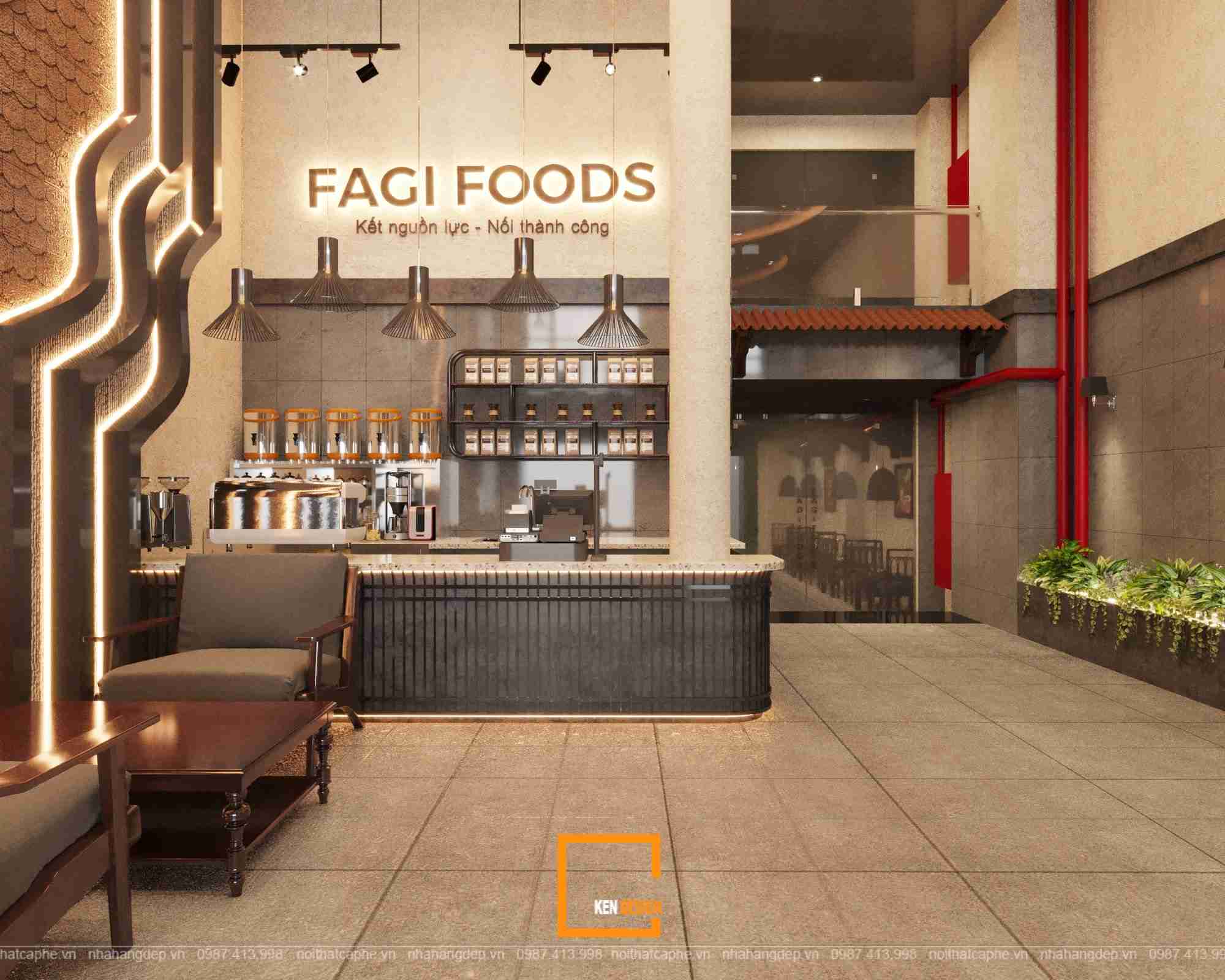 Thiết kế Cafe Fagi tầng 1