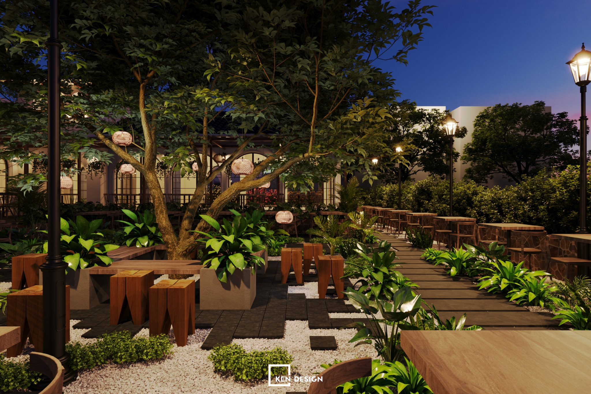mô hình cafe sân vườn