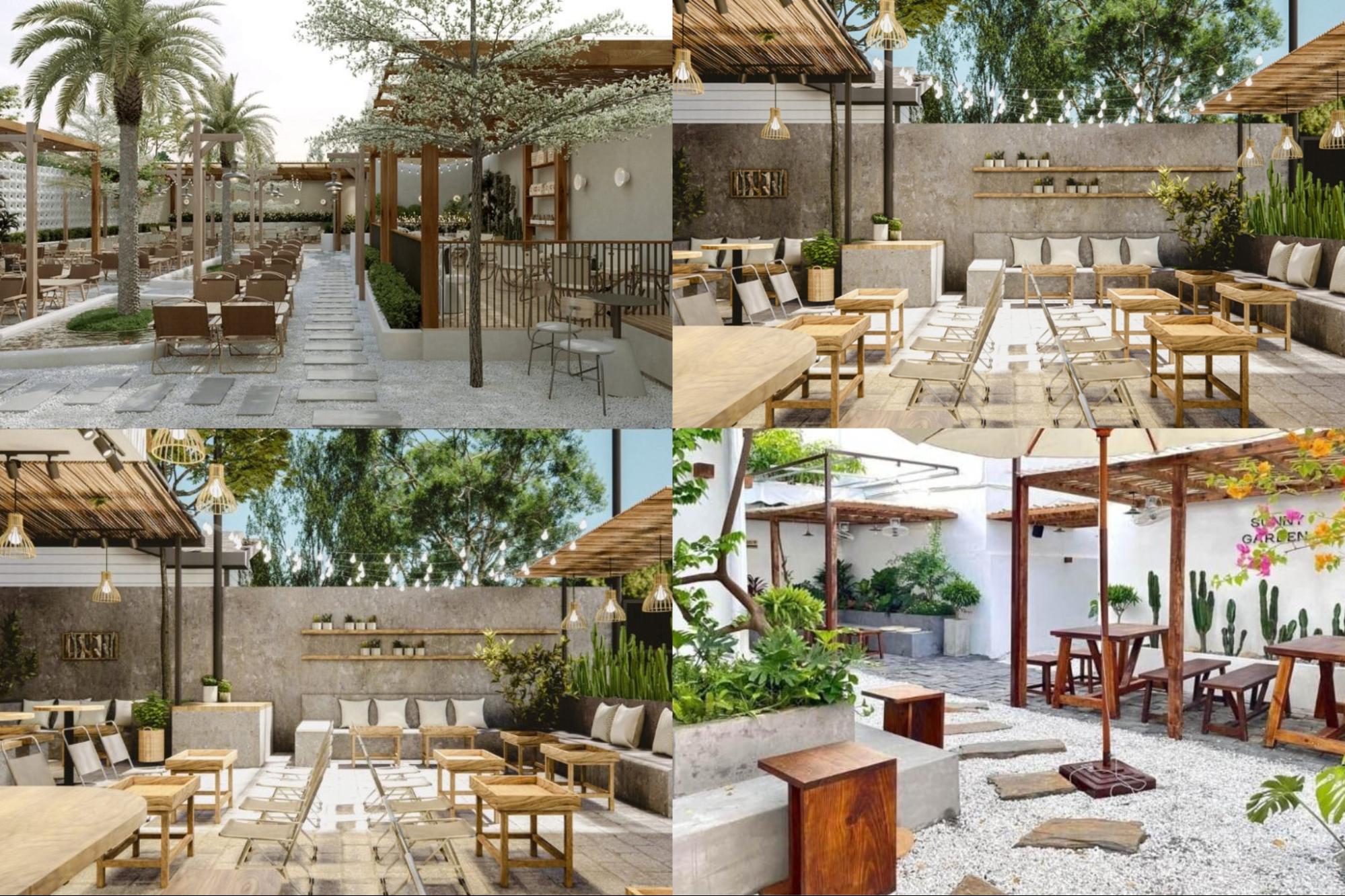 Quán cafe không gian mở kết hợp khu vực sân vườn