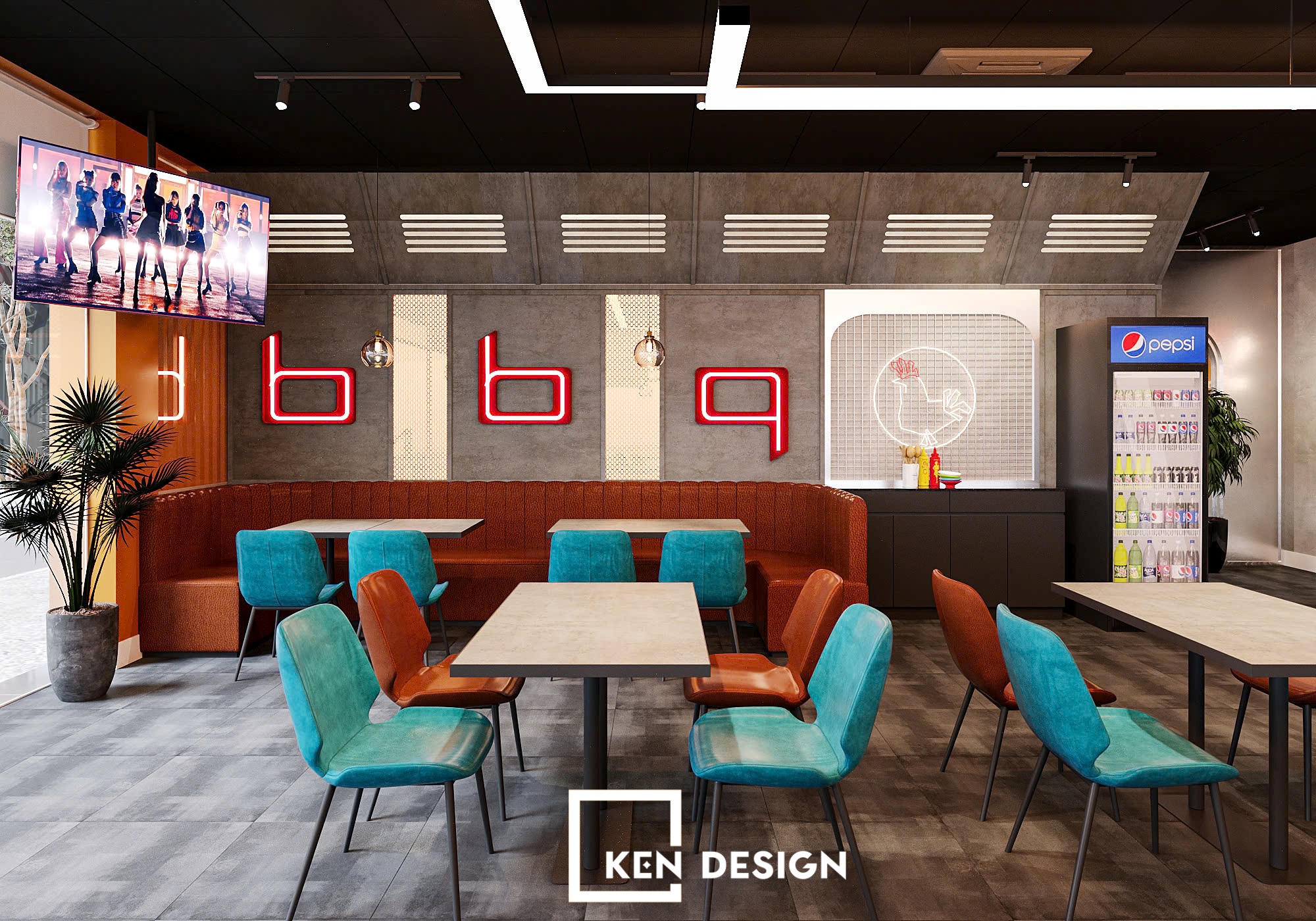 Thiết kế nhà hàng BBQ CHICKEN Hàn Quốc - Bắc Giang