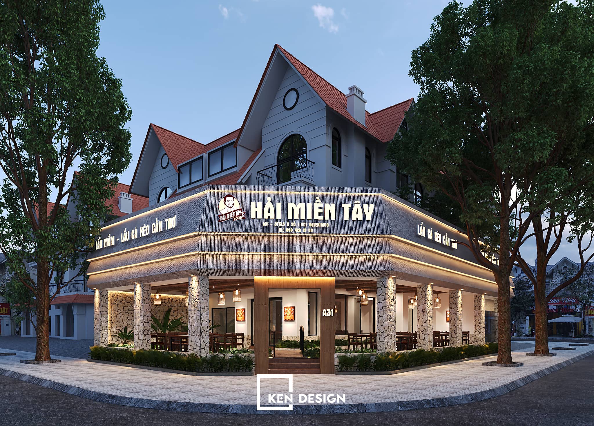 thiết kế nhà hàng lẩu mắm Hải Miền Tây