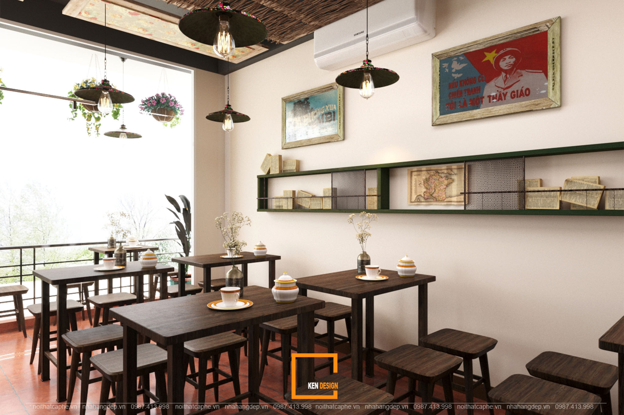 Thiết kế nhà hàng bình dân Ô Bun Cha phong cách vintage