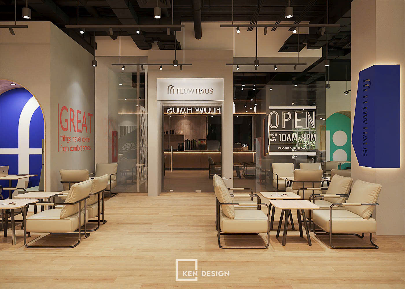 Thiết kế quán cafe coworking FLOW HAUS tại Lê Văn Lương