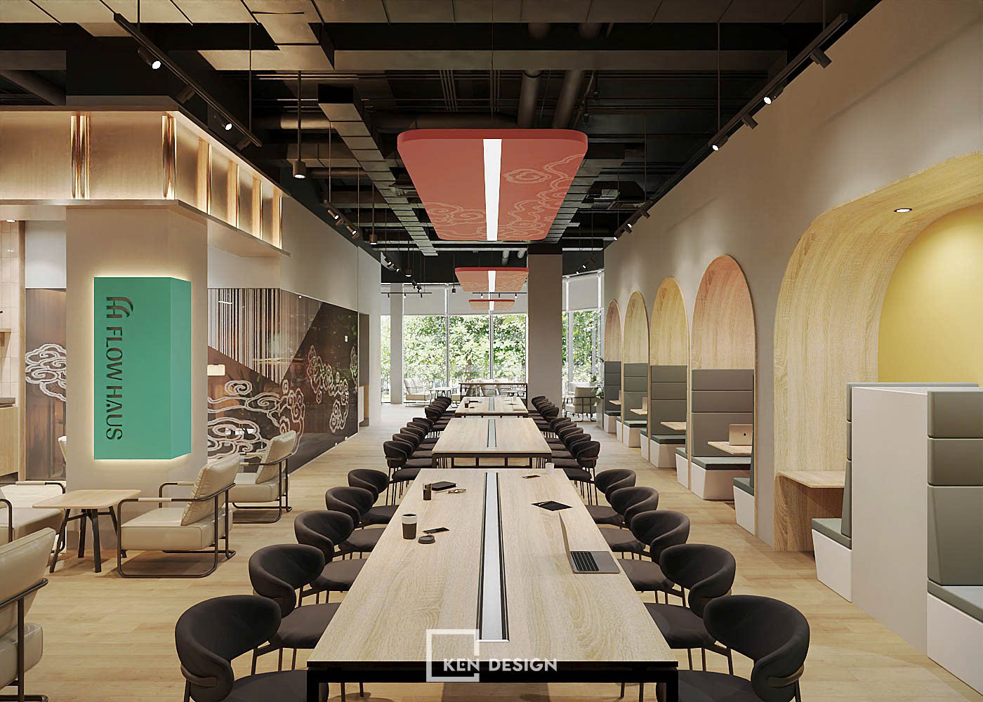 Thiết kế quán cafe coworking FLOW HAUS tại Lê Văn Lương