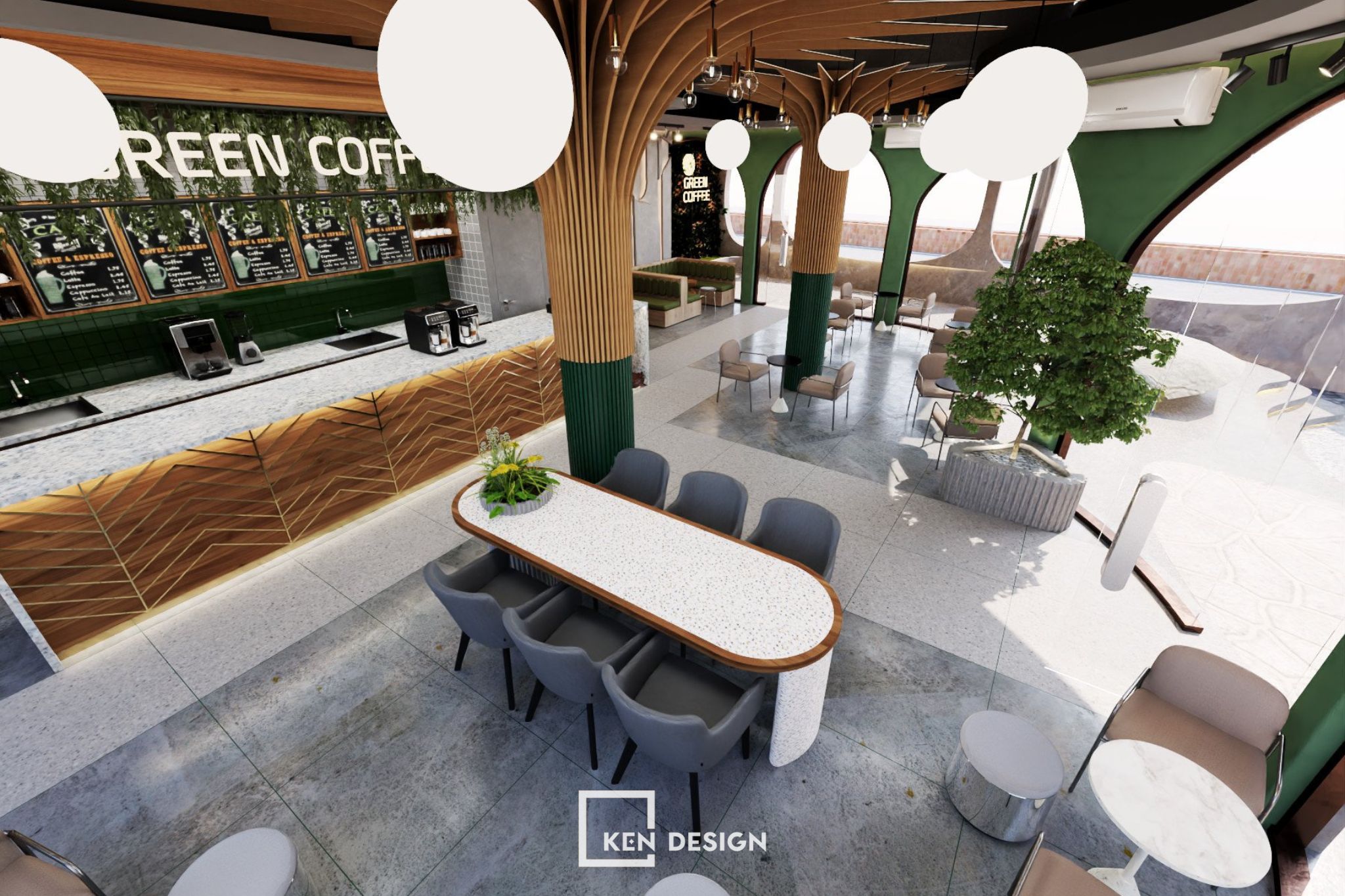 Thiết kế quán cafe Green Coffee