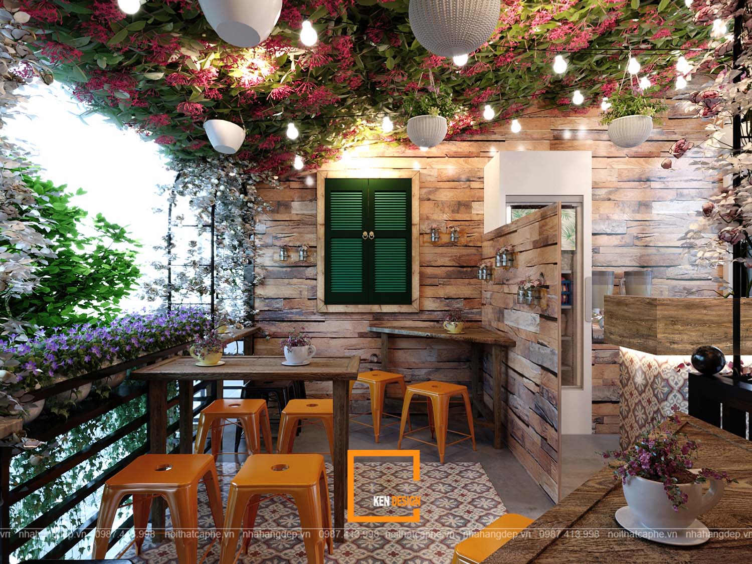 Thiết kế không gian cà phê hoa Đà Lạt