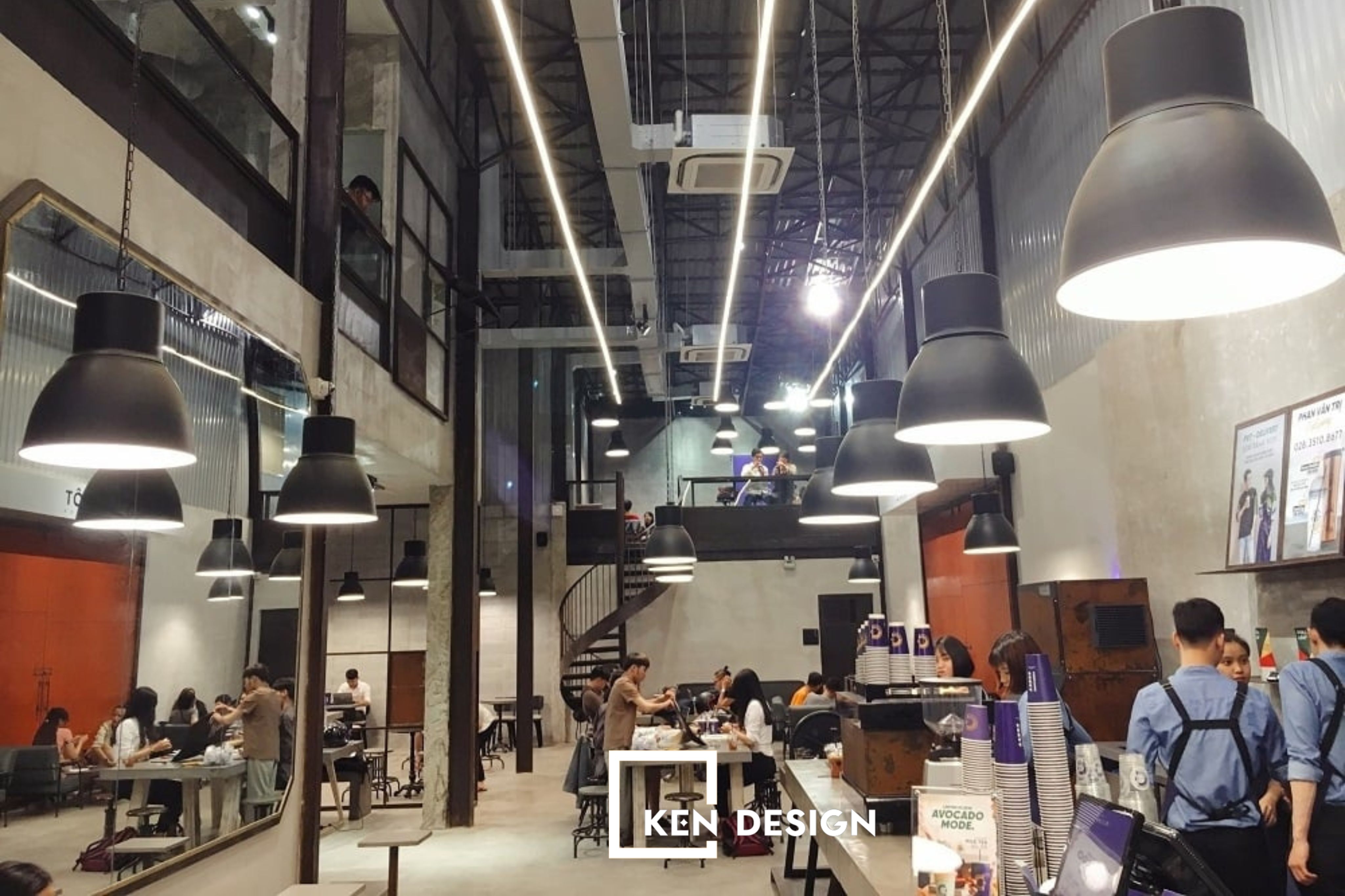 Thi công quán cafe industrial công nghiệp