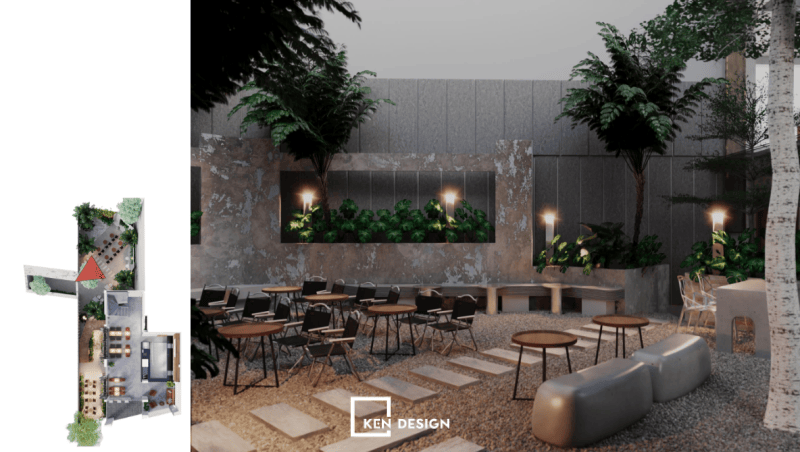 Thiết kế quán cafe không gian mở 