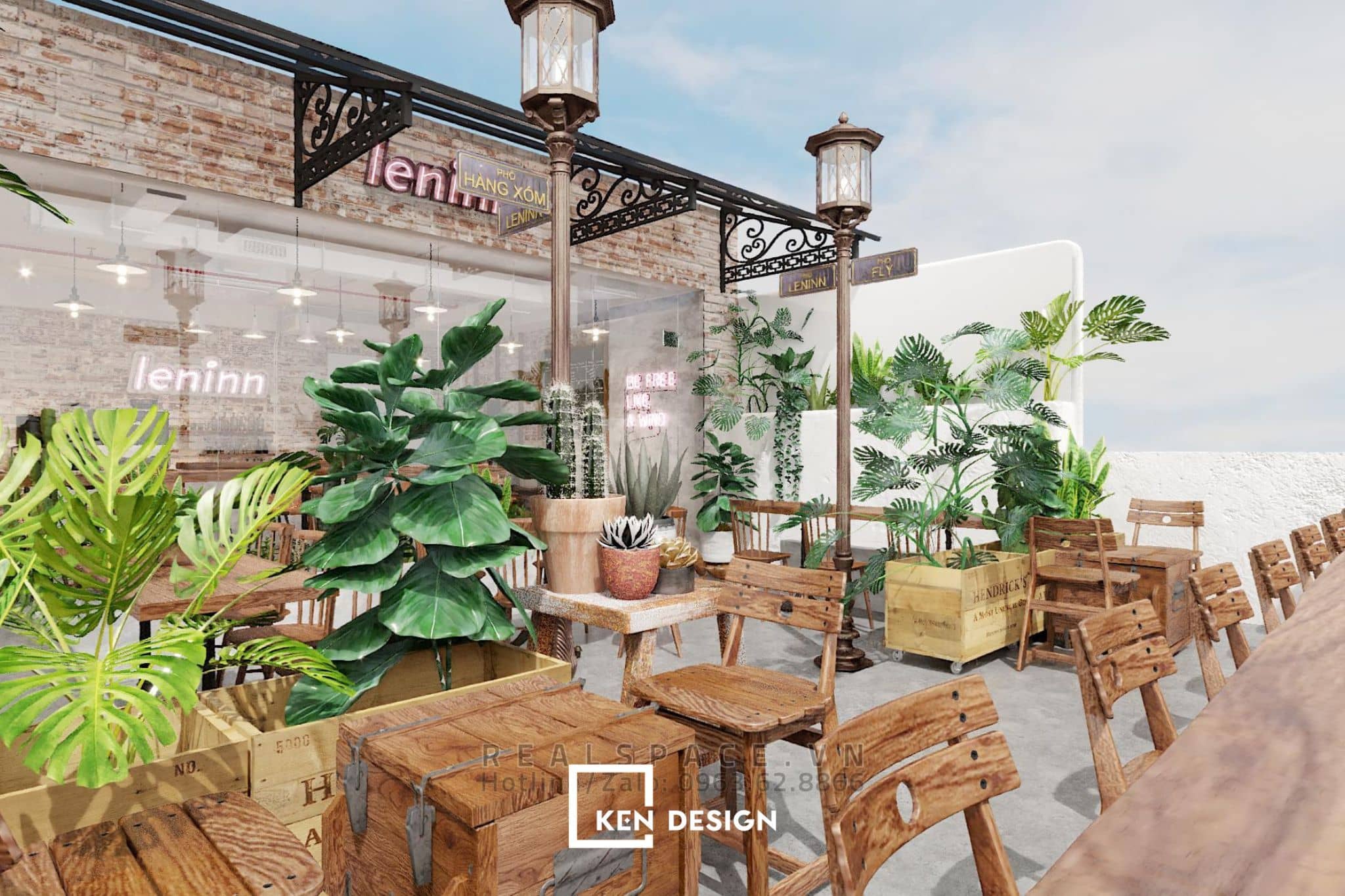 Thiết kế quán cafe không gian mở 