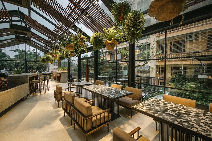 thiết kế quán cafe không gian xanh