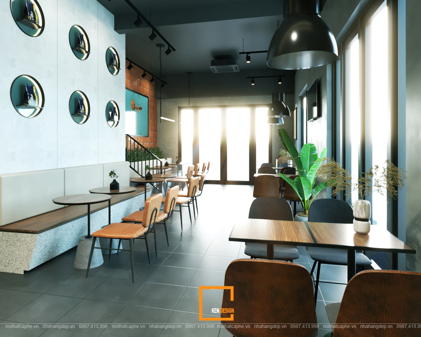 Thiết kế tầng trệt quán cafe Kiwi Coffee & Tea