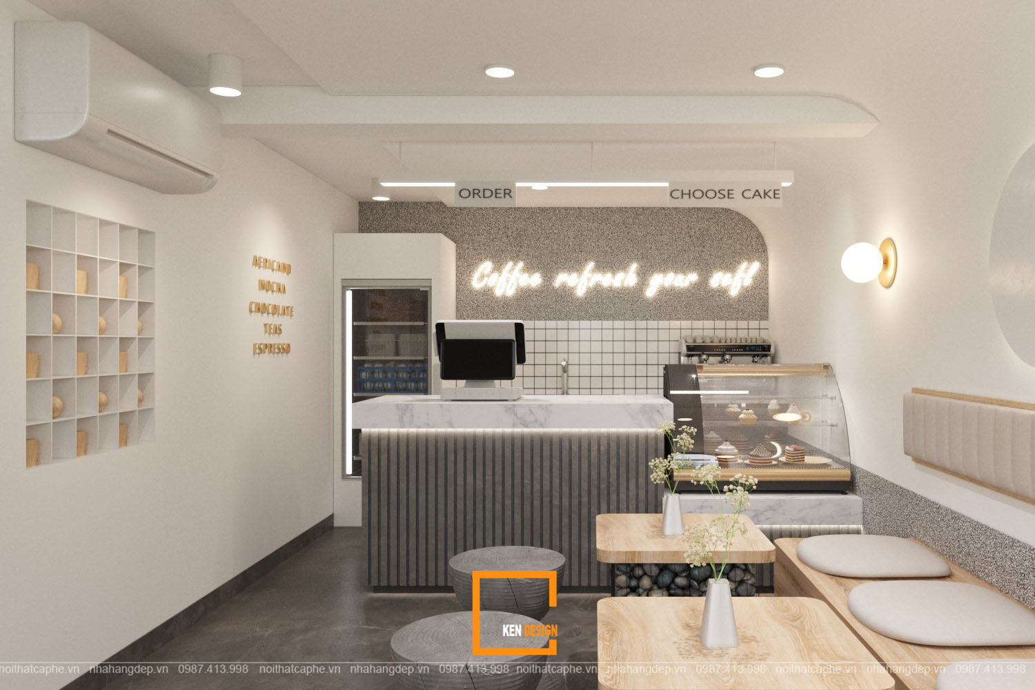 thiết kế quán cafe nhỏ đẹp giá rẻ 