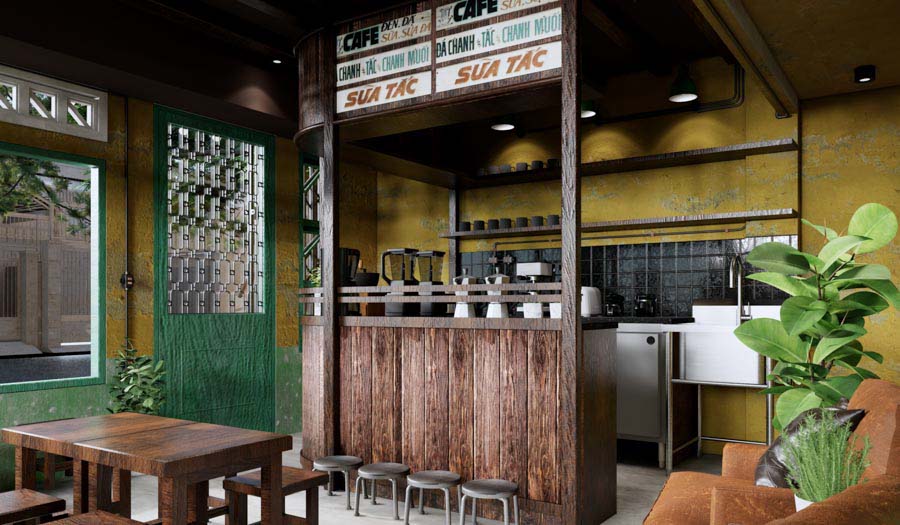 thiết kế quán cafe nhỏ đẹp giá rẻ 