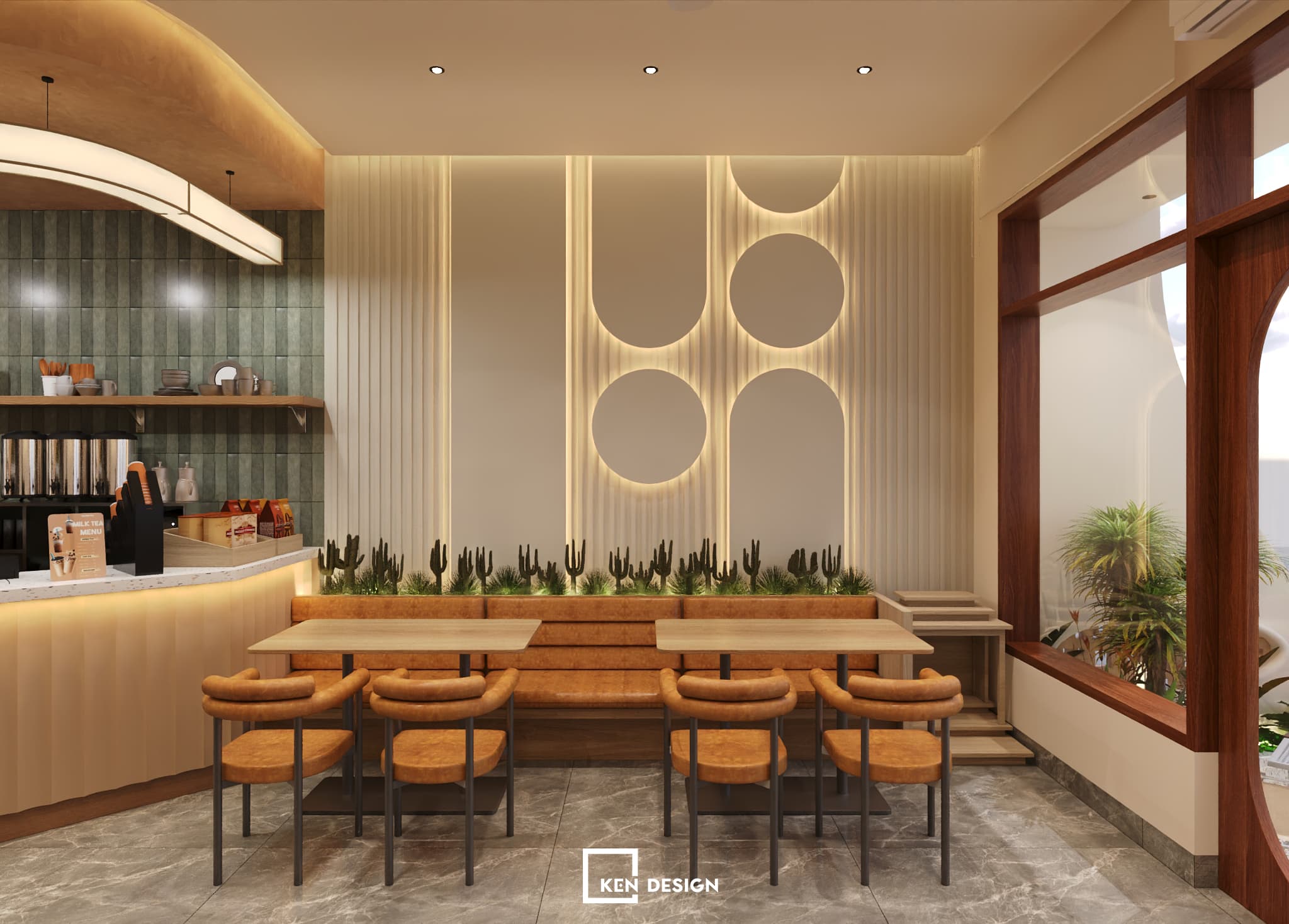 Thiết kế quán golden tea & coffee