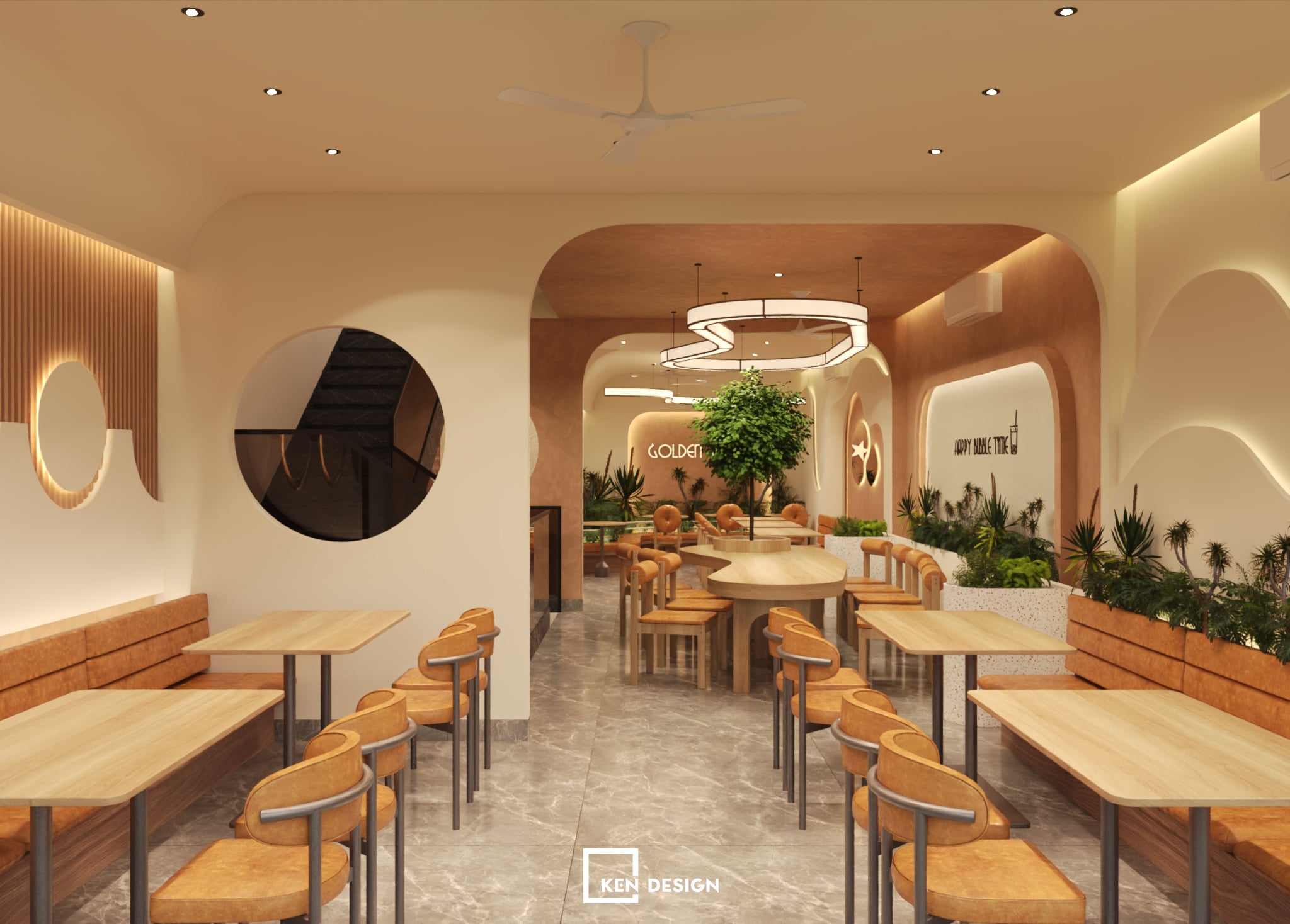 Thiết kế quán golden tea & coffee