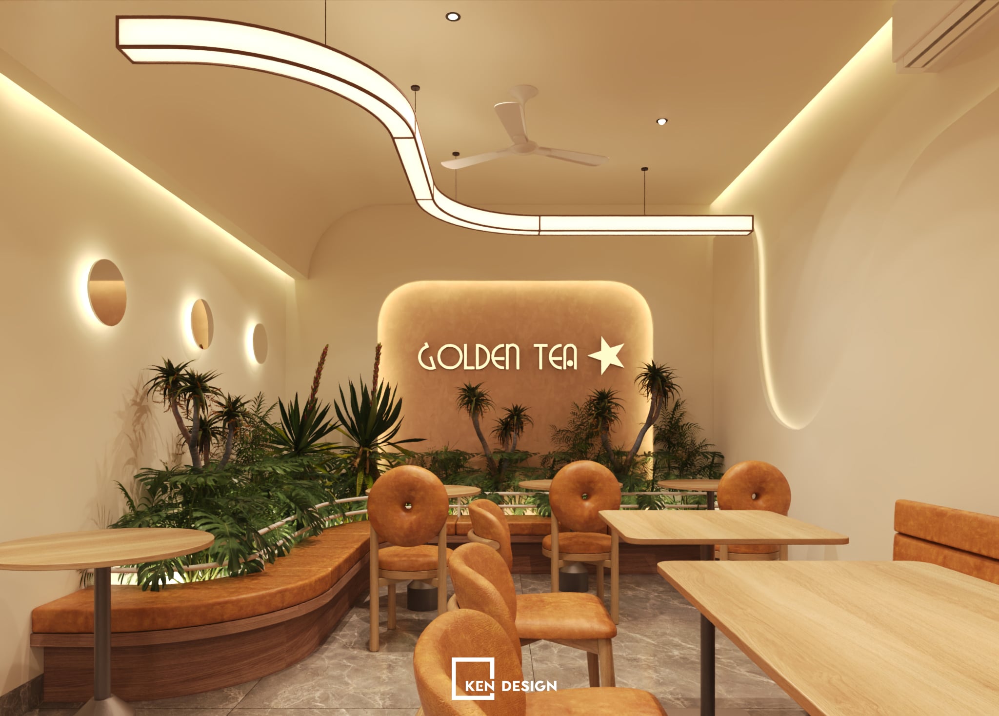 Thiết kế quán golden tea & coffee