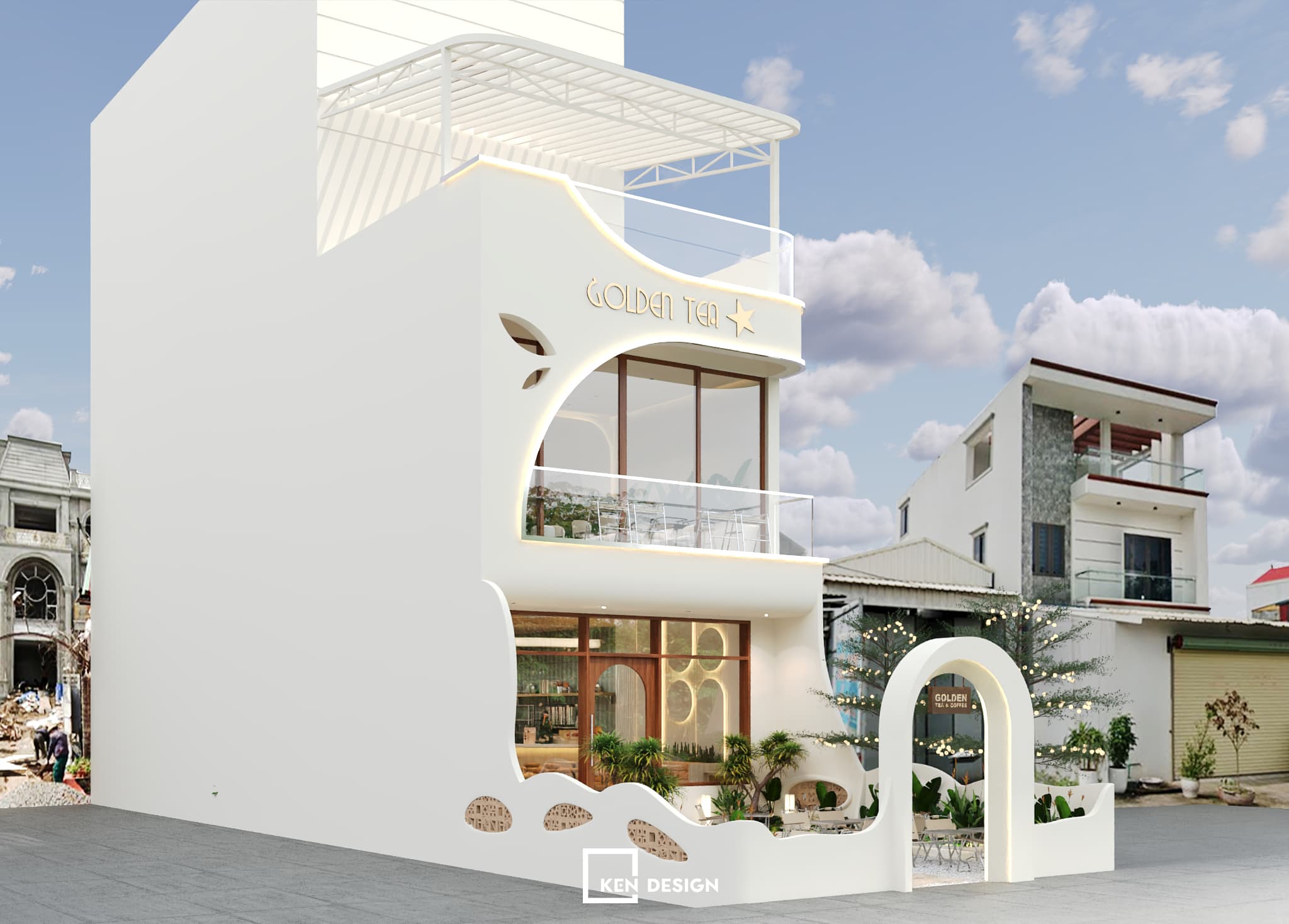 Thiết kế quán golden tea & coffee