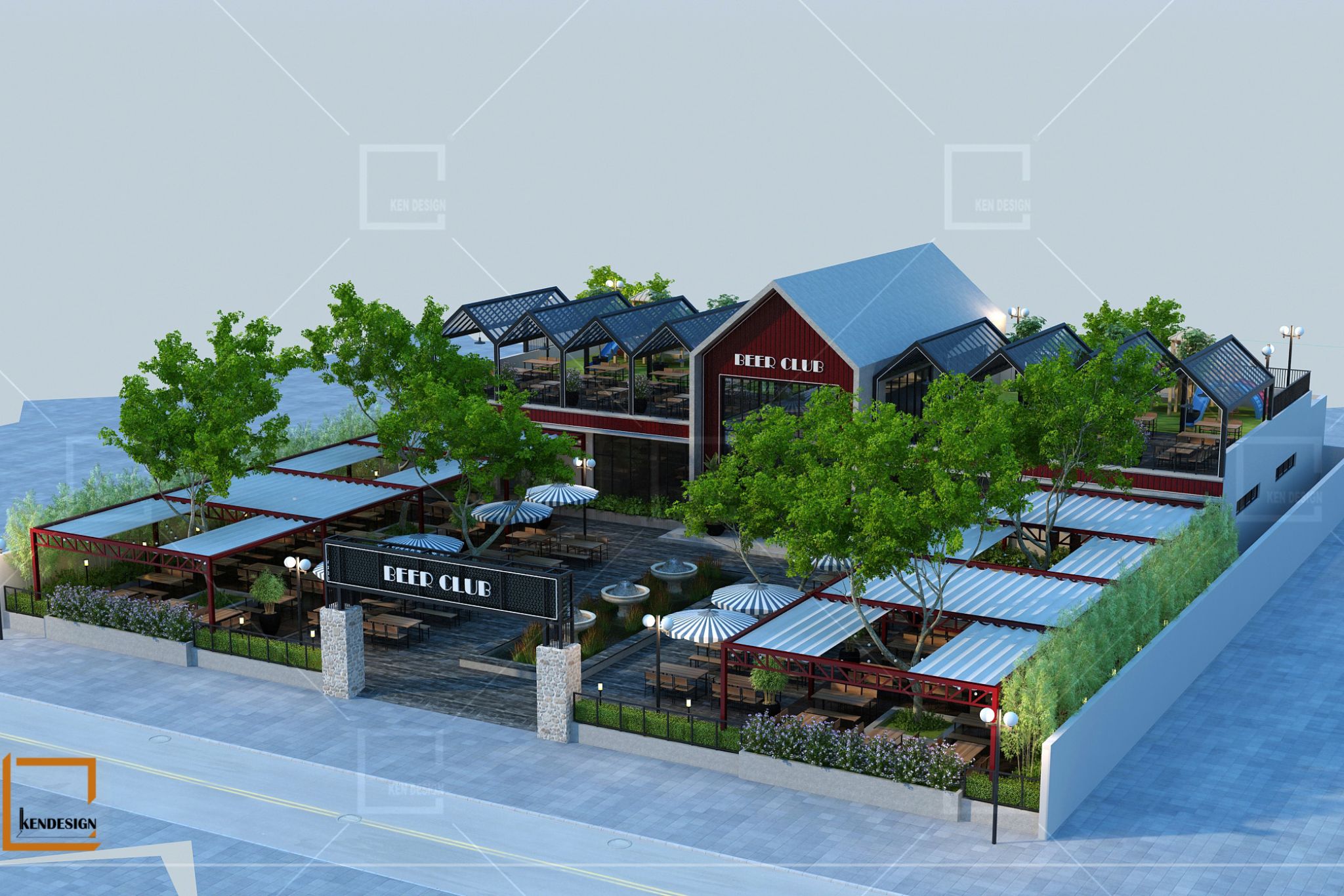 Thiết kế thi công quán nhậu khung thép lắp ghép