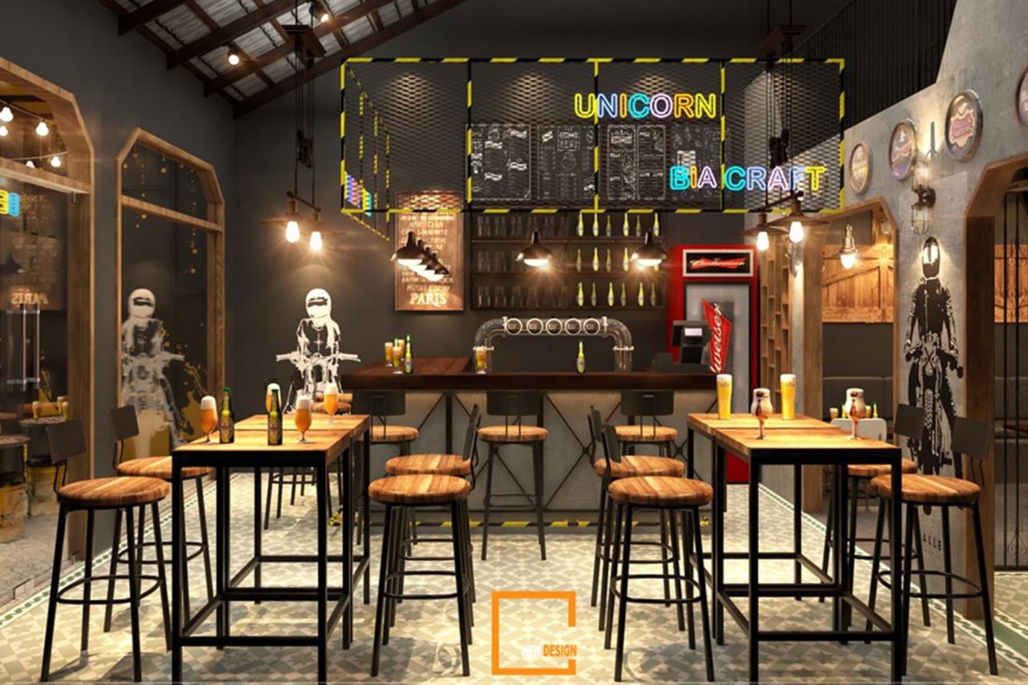 Thiết kế thi công quán nhậu khung thép lắp ghép