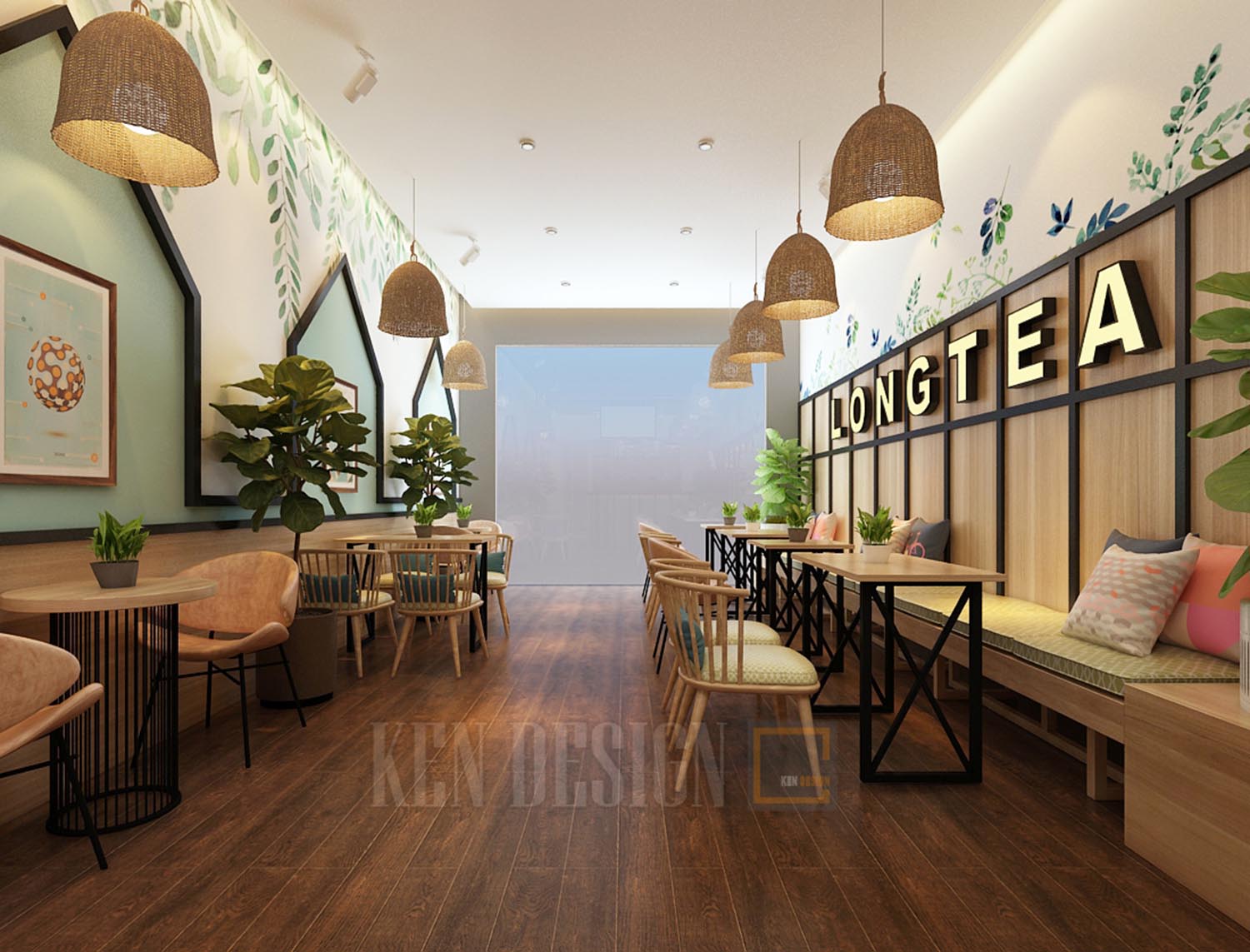 Thiết kế quán trà sữa Long Tea