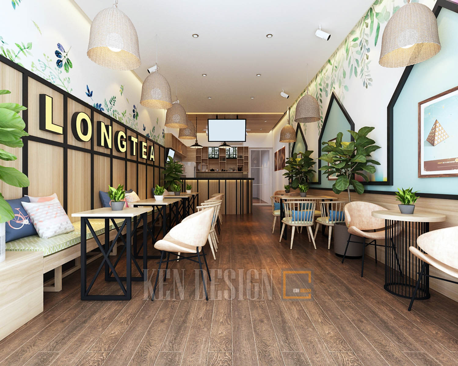 Thiết kế quán trà sữa Long Tea