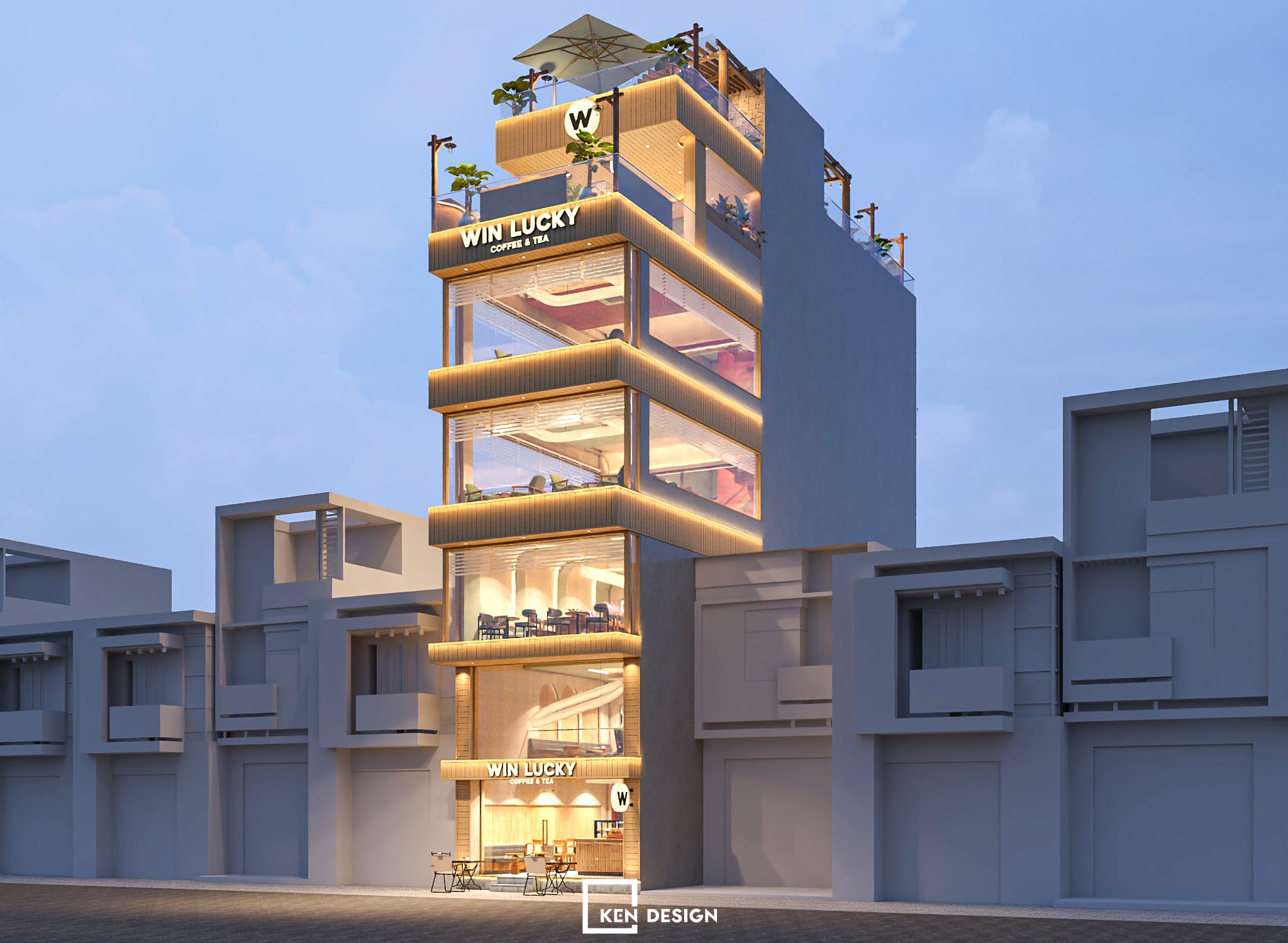 thiết kế quán Win Lucky Coffee & Tea