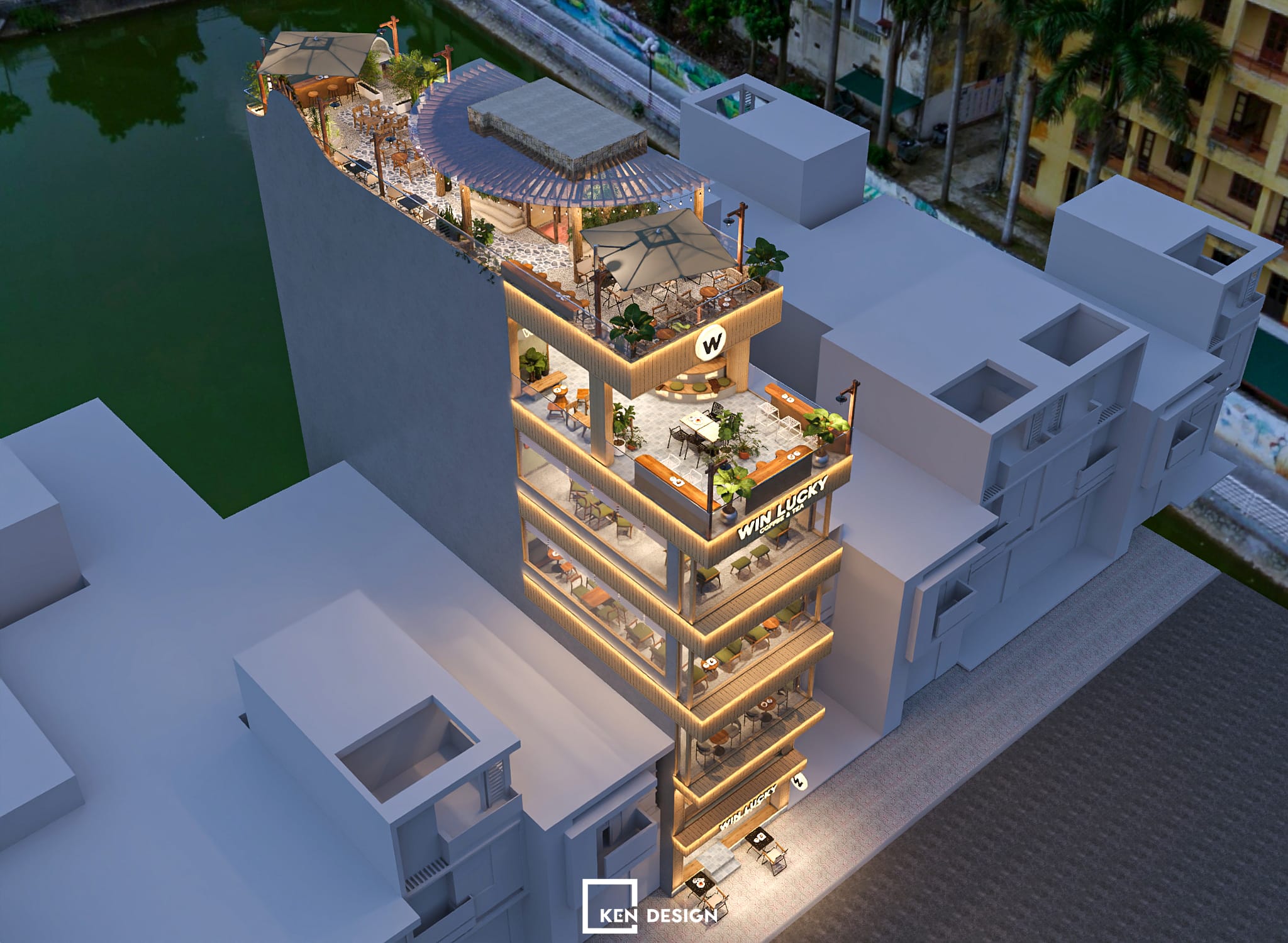 thiết kế quán Win Lucky Coffee & Tea