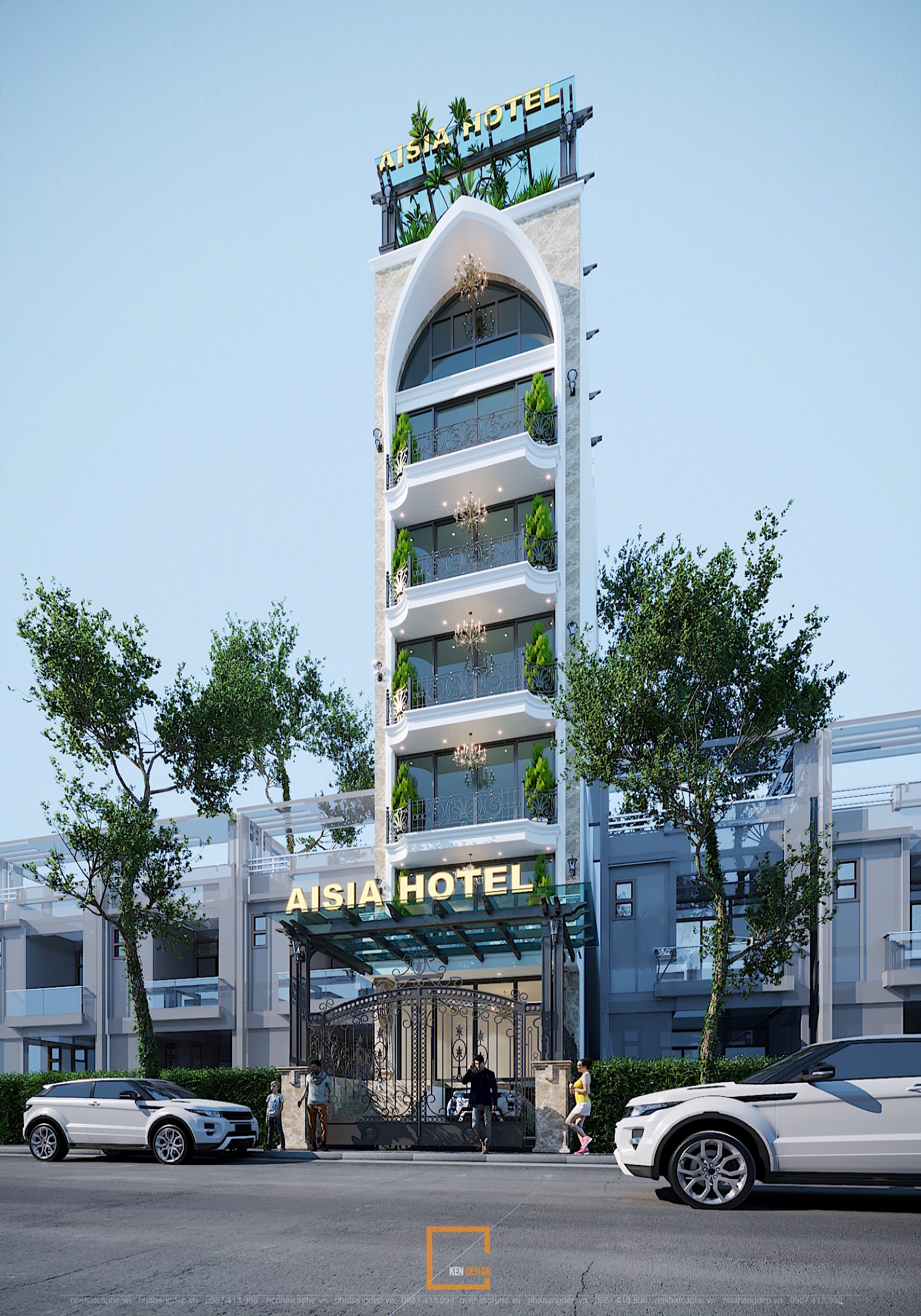 thiết kế sảnh khách sạn aisia hotel