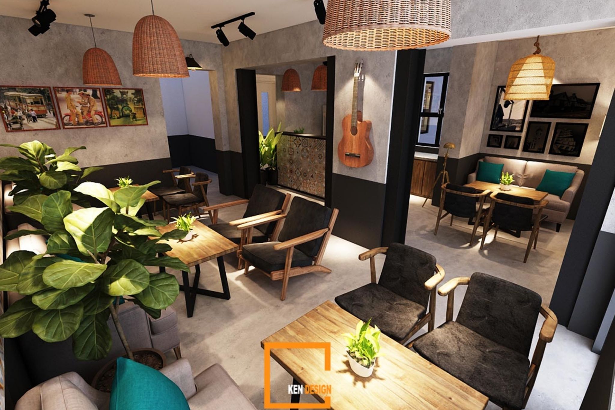  Mẫu quán cafe từ 50–100m²