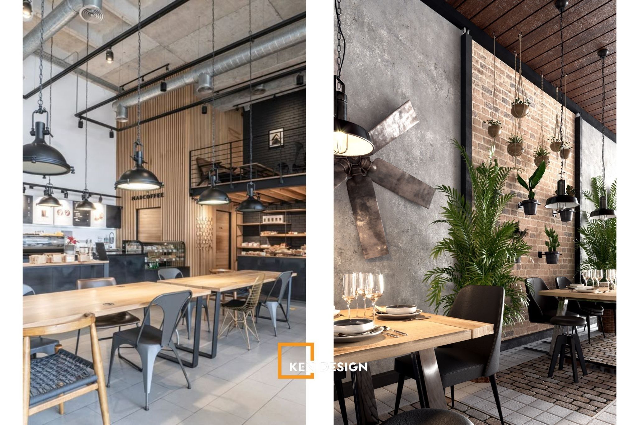 Mẫu quán cafe phong cách Industrial