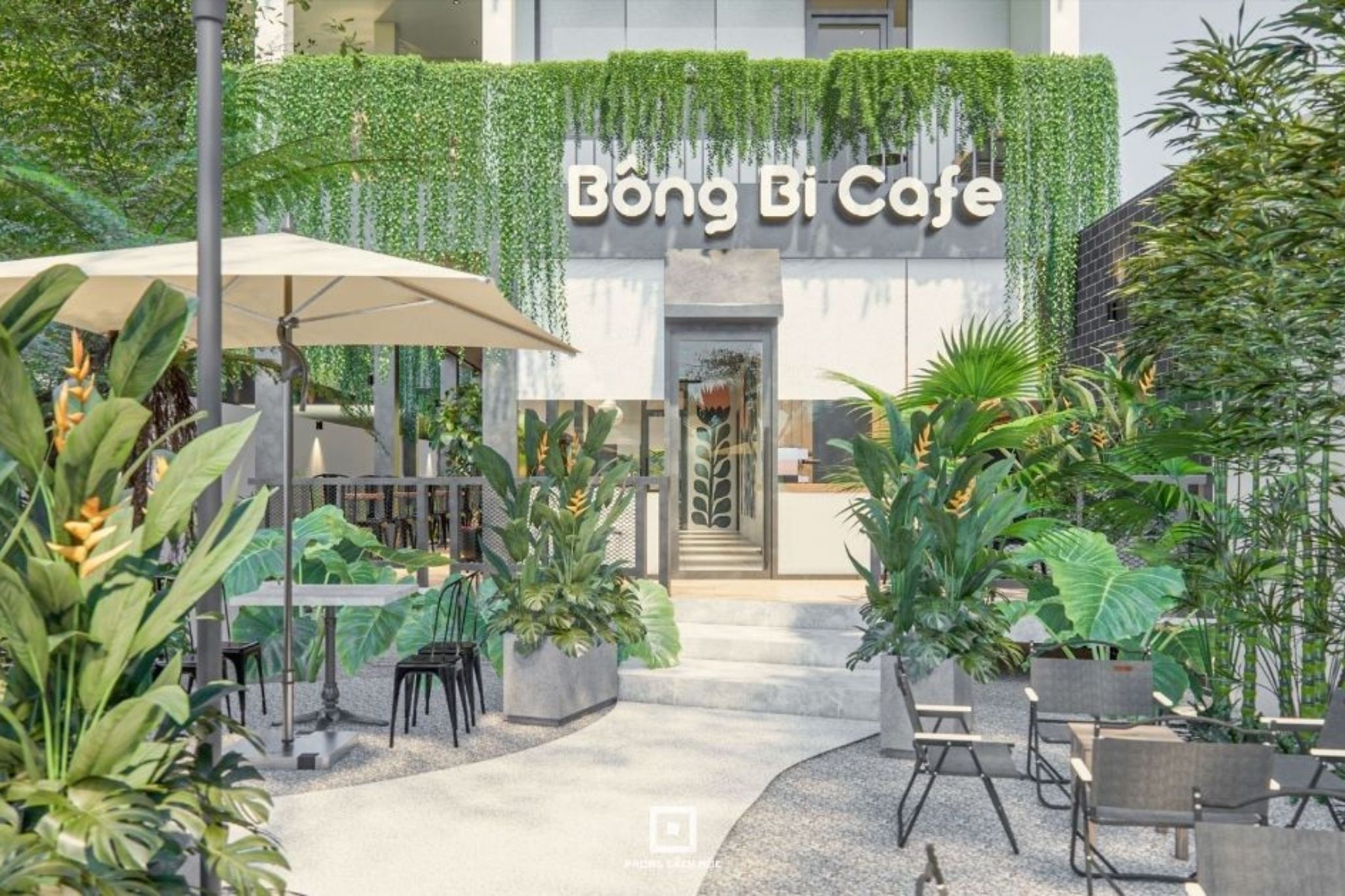 Mẫu quán cafe sân vườn