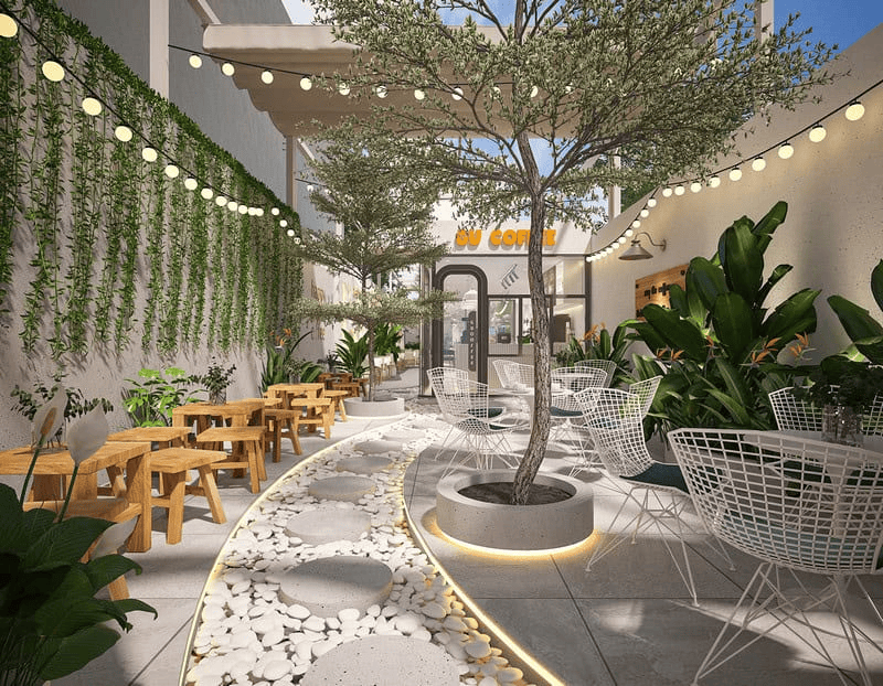 Trang trí quán cà phê sân vườn