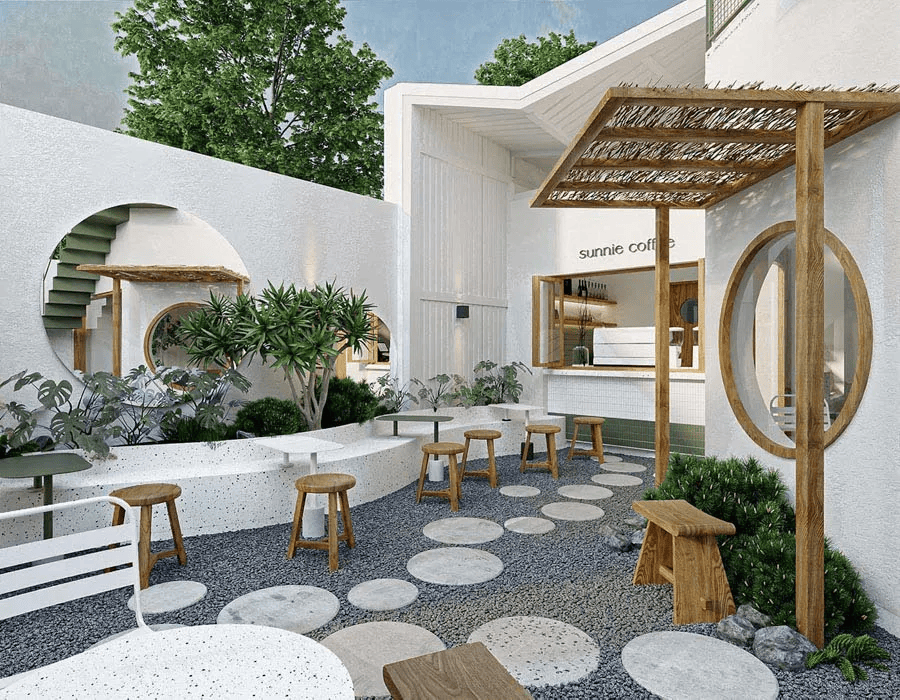 Trang trí quán cà phê sân vườn