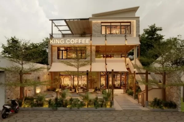 Thiết kế quán King Coffee Hải Phòng: Điểm hẹn cà phê với phong cách Tropical – Industrial